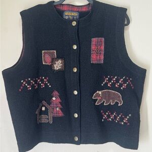 Vintage Woolrich Embroidered Wool Vest